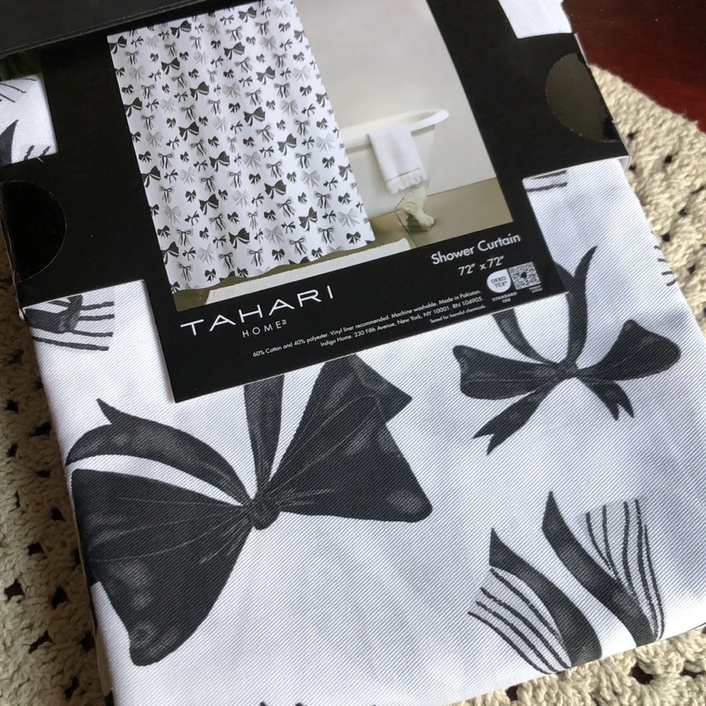 Tahari Home Monochrome BOW Shower Curtain